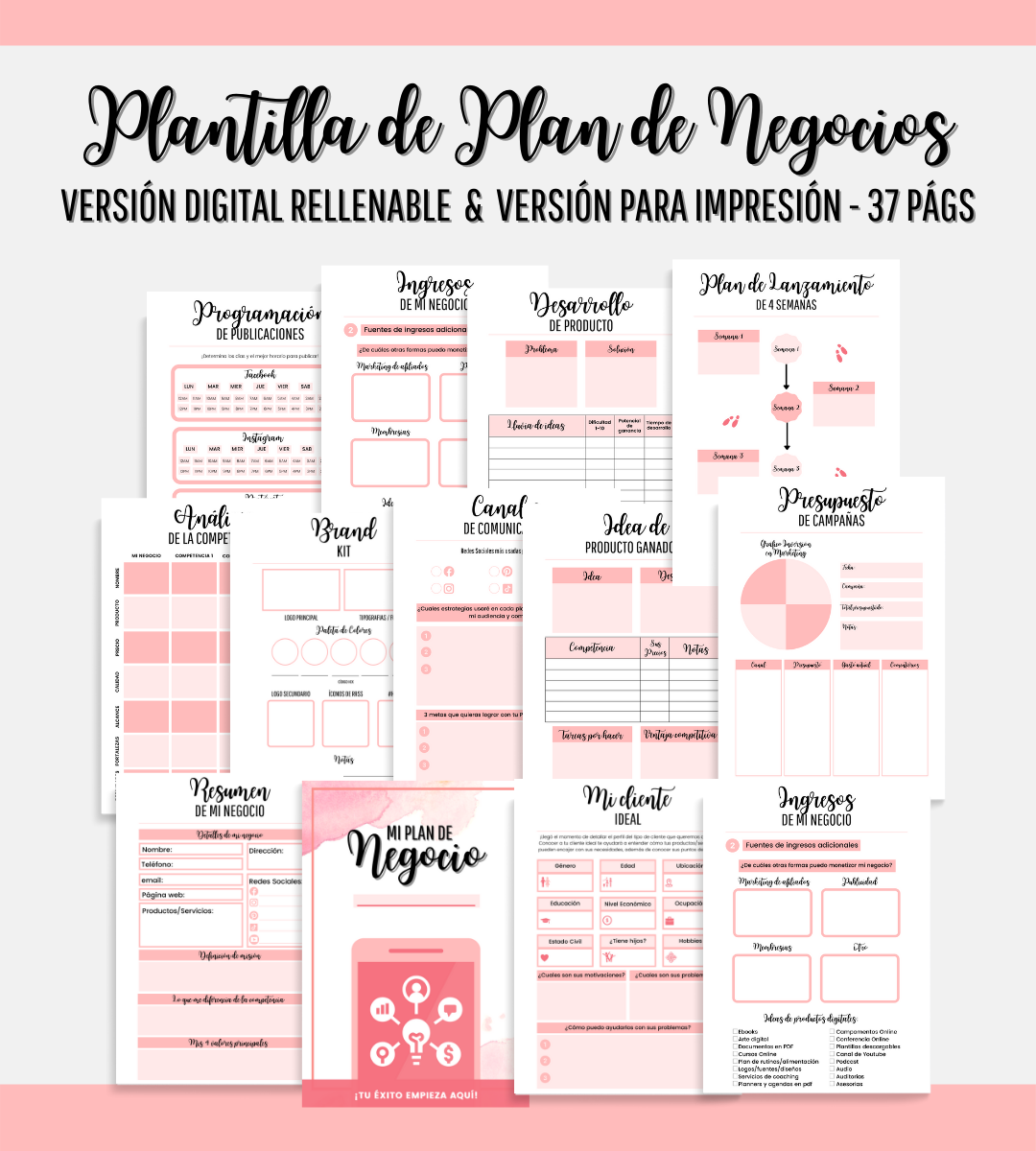 Plan de Negocios | Plantilla Digital Editable & Versión Para Impresión ...