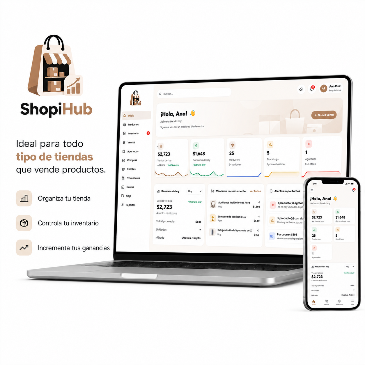 ShopiHub - Maneja tu tienda de productos en un solo lugar.